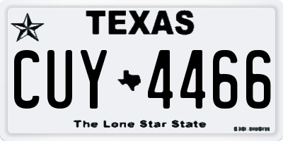 TX license plate CUY4466