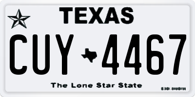 TX license plate CUY4467