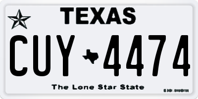 TX license plate CUY4474