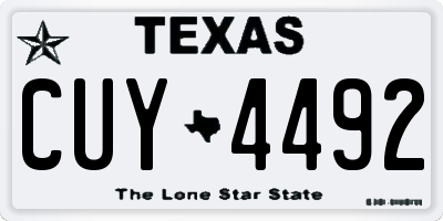 TX license plate CUY4492