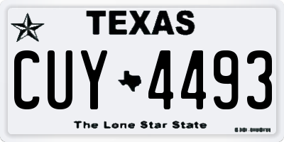 TX license plate CUY4493