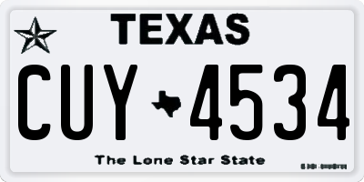 TX license plate CUY4534