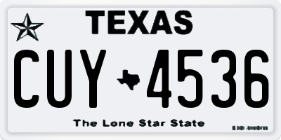 TX license plate CUY4536