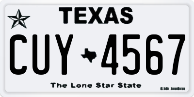 TX license plate CUY4567