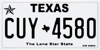 TX license plate CUY4580