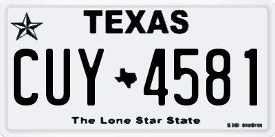 TX license plate CUY4581