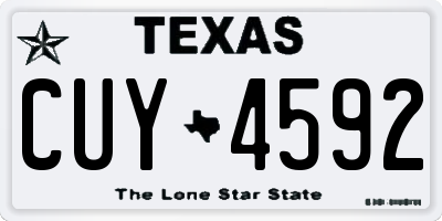 TX license plate CUY4592