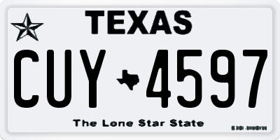 TX license plate CUY4597