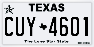 TX license plate CUY4601