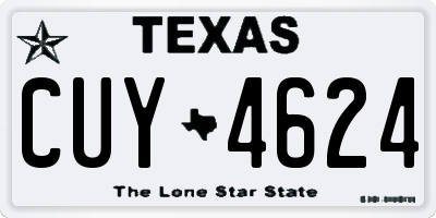 TX license plate CUY4624