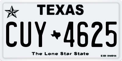 TX license plate CUY4625
