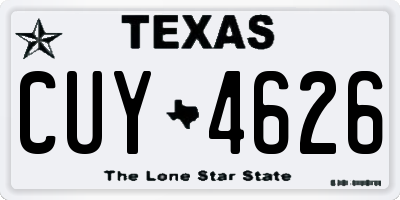 TX license plate CUY4626