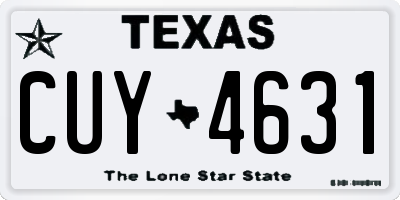 TX license plate CUY4631