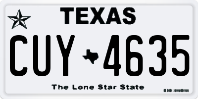 TX license plate CUY4635