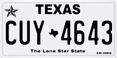 TX license plate CUY4643