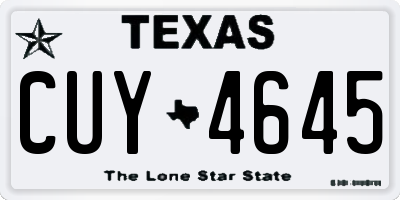 TX license plate CUY4645