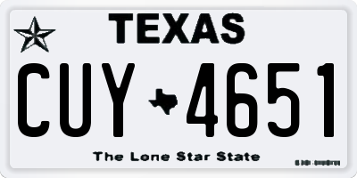TX license plate CUY4651
