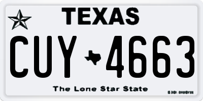 TX license plate CUY4663