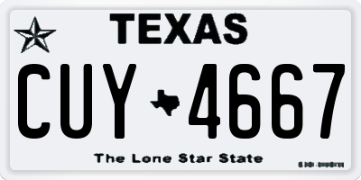 TX license plate CUY4667