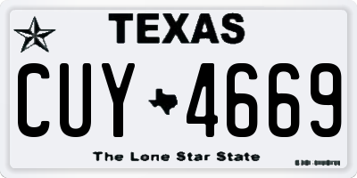 TX license plate CUY4669