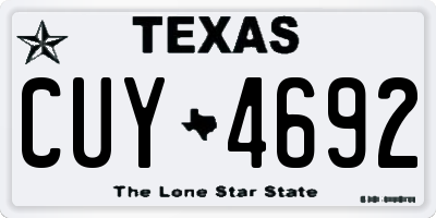 TX license plate CUY4692