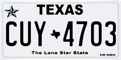 TX license plate CUY4703