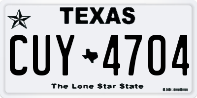TX license plate CUY4704