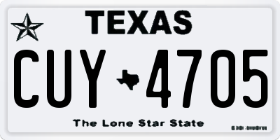 TX license plate CUY4705