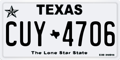 TX license plate CUY4706