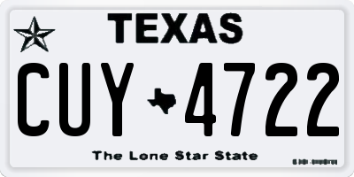 TX license plate CUY4722