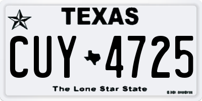 TX license plate CUY4725