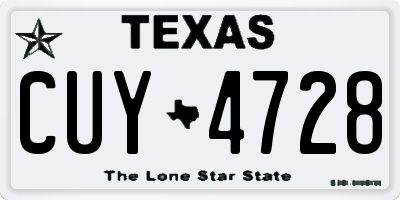 TX license plate CUY4728