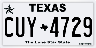 TX license plate CUY4729