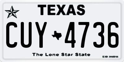 TX license plate CUY4736