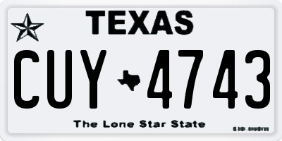 TX license plate CUY4743