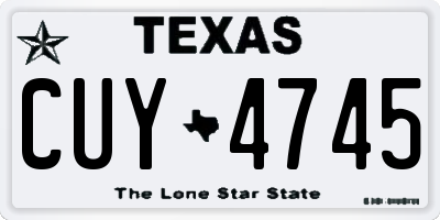 TX license plate CUY4745
