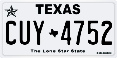 TX license plate CUY4752