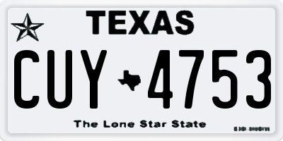 TX license plate CUY4753