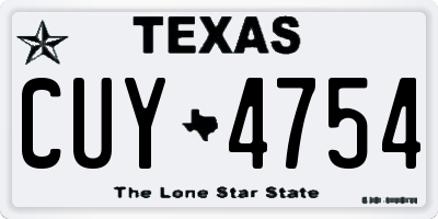 TX license plate CUY4754