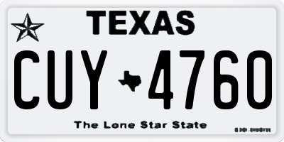 TX license plate CUY4760