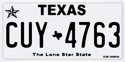 TX license plate CUY4763
