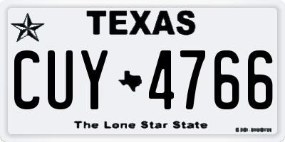 TX license plate CUY4766