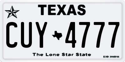 TX license plate CUY4777