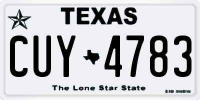 TX license plate CUY4783