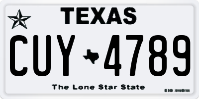 TX license plate CUY4789
