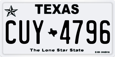 TX license plate CUY4796