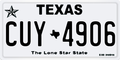 TX license plate CUY4906