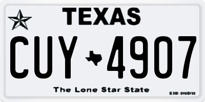 TX license plate CUY4907