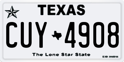 TX license plate CUY4908