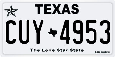 TX license plate CUY4953